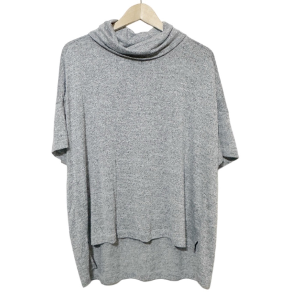 Rag & Bone Heather Gray Knit Cowl Neck High-Low Short Sleeve Light Sweater Top M - Picture 2 of 6
